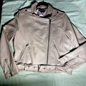 New Color‎ Alien vegan leather moto jacket. Color: blush. Size large